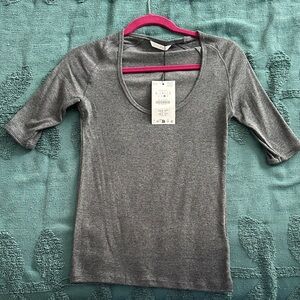 NWT Zara ribbed elbow length sleeve raglan large